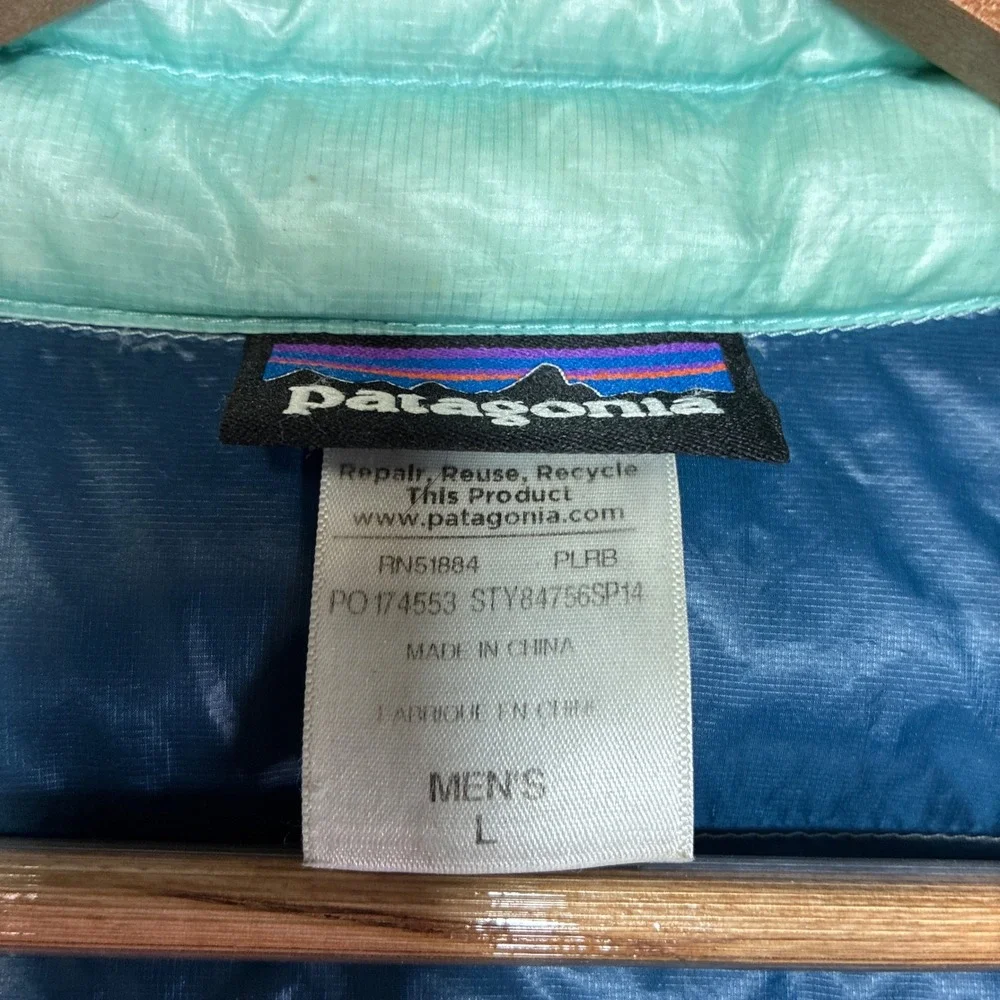 Vintage Patagonia Ultralight Down‎ Jacket Mens L Teal Blue 84756SP14 Faded